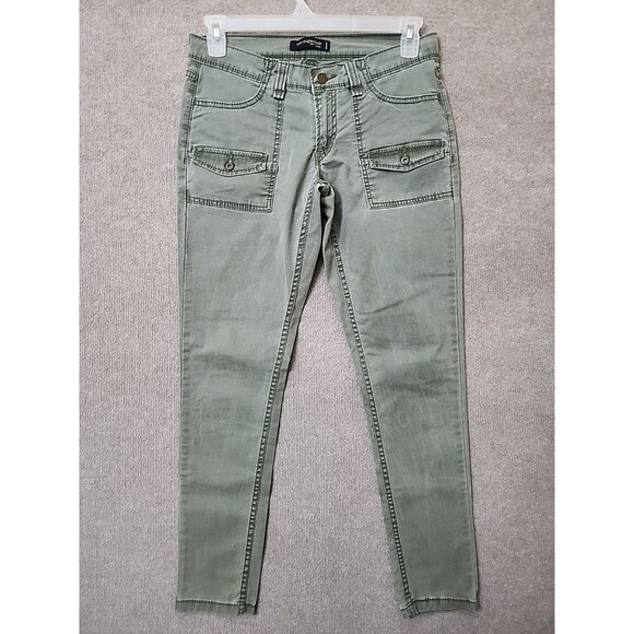 Levis Too Superlow 524 Jeans Womens Juniors 9 Green Flap Pockets Utility Stretch - Picture 1 of 8